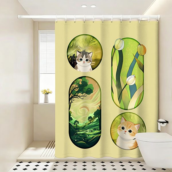 Custom Dye-Sublimation Polyester Shower Curtains