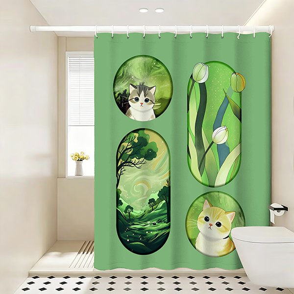 Custom Dye-Sublimation Polyester Shower Curtains